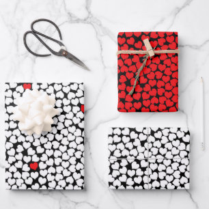 Red and White Hearts Wrapping Paper Sheet