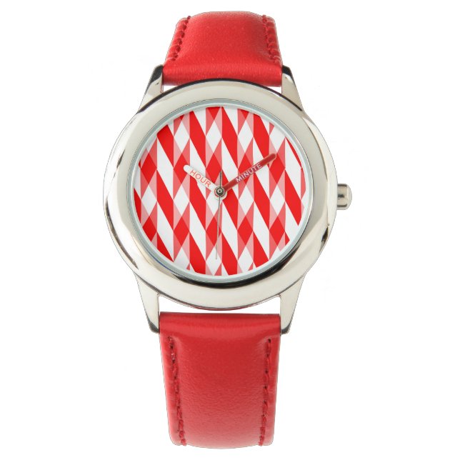 Red and White Herringbone Watch (Front)