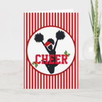 Red and White Holiday Cheer Cheerleader Silhouette