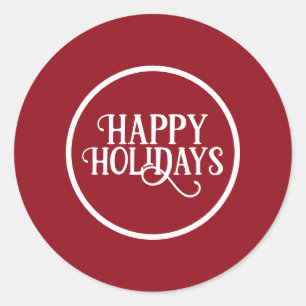 Red and White Holiday Classic Round Sticker