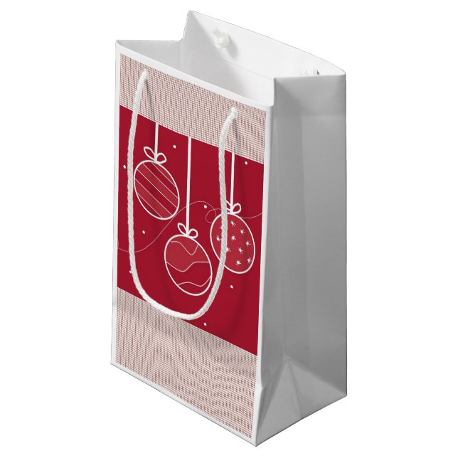 Red and White Holiday Decorations Small Gift Bag (Front Angled)