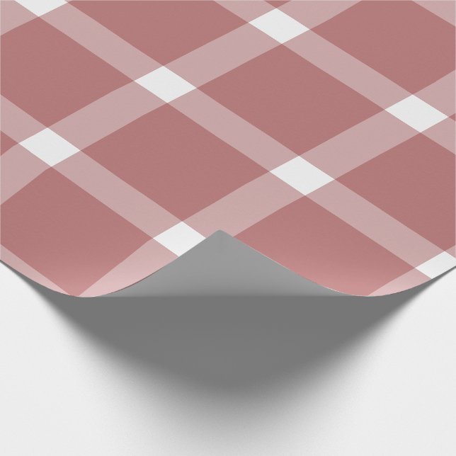 Red and White Holiday Plaid Christmas Wrapping Paper (Corner)