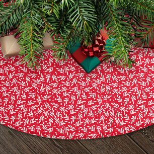 Red and White Holly Berries Holiday Brushed Polyester Tree Skirt