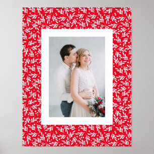 Red and White Holly Berries Holiday Poster