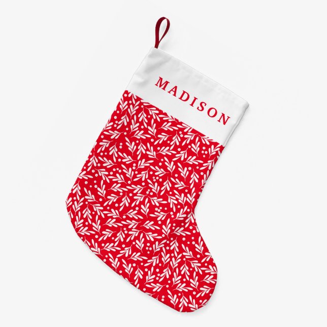 Red and White Holly Berries | Small Christmas Stocking (Front (Hanging))
