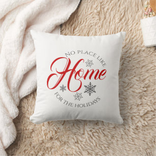 Red and White Home For the Holidays Throw Pillow