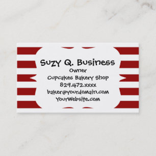 Red and White Horizontal Stripes Pattern Business Card