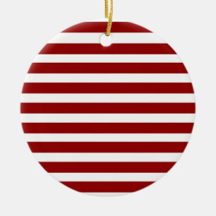 Red and White Horizontal Stripes Pattern Ceramic Tree Decoration