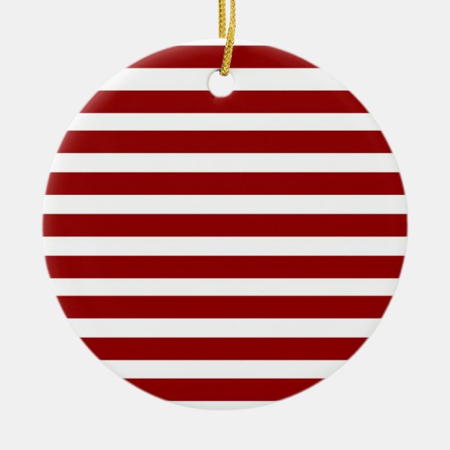 Red and White Horizontal Stripes Pattern Ceramic Tree Decoration (Front)