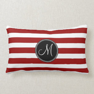 Red and White Horizontal Stripes Pattern Lumbar Cushion