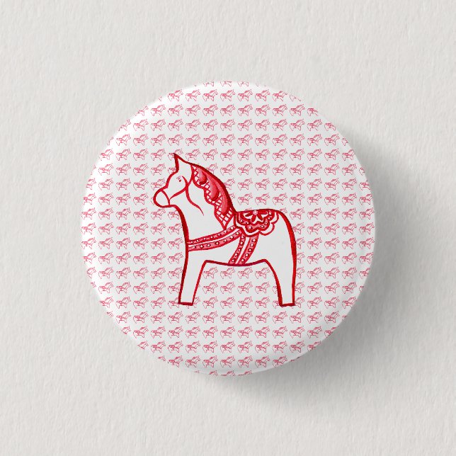 Red and White Horse 3 Cm Round Badge (Front)