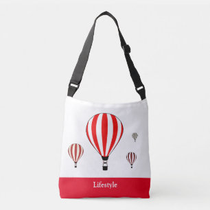 Red and white hot air balloons crossbody bag