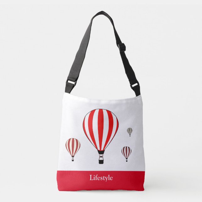 Red and white hot air balloons crossbody bag (Front)