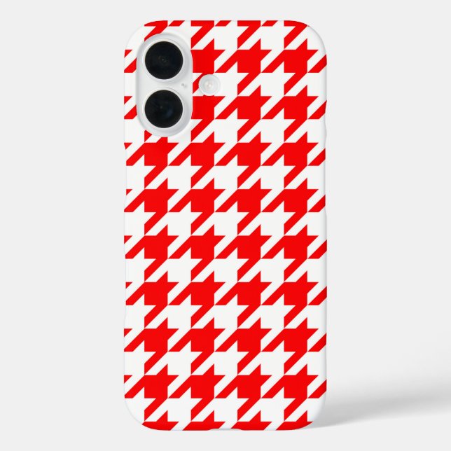 Red and White Houndstooth Check Case-Mate iPhone Case (Back)