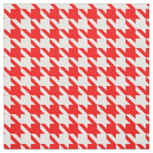 Red and White Houndstooth Check Fabric