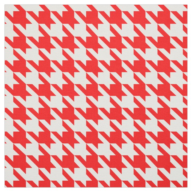 Red and White Houndstooth Check Fabric (Swatch)