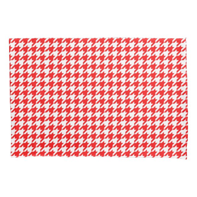 Red and White Houndstooth Check Pillowcase (Front)