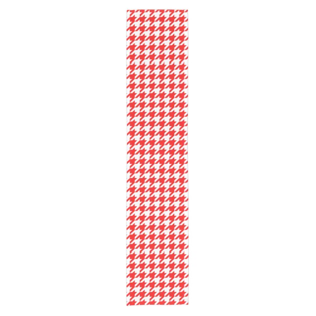 Red and White Houndstooth Check Short Table Runner (Front)