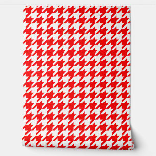 Red and White Houndstooth Check Wallpaper