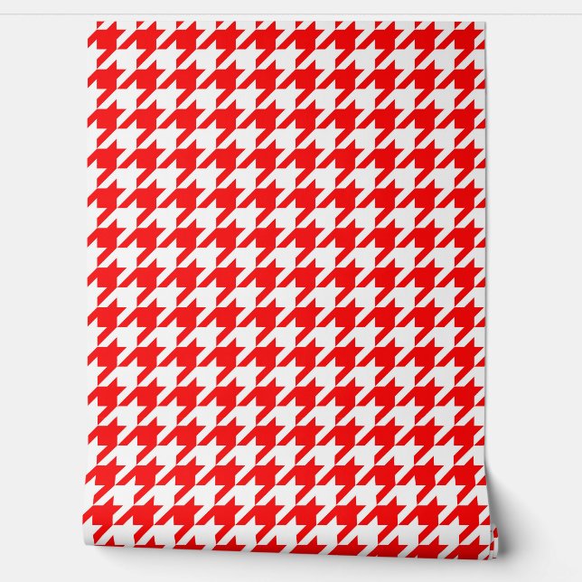 Red and White Houndstooth Check Wallpaper (Unrolling)