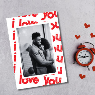 Red and white I love you photo Valentine’s Day Card