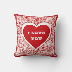 Red And White I Love You Will You Marry Me Cushion