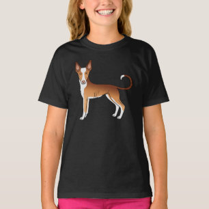Red And White Ibizan Hound Smooth Coat Cartoon Dog T-Shirt