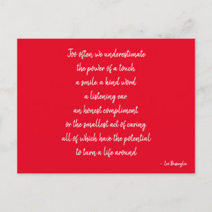 Red and White Inspirational Postcard quote