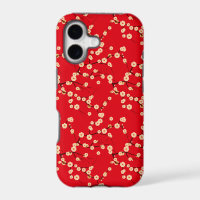 Red and White Japanese Cherry Blossoms Pattern