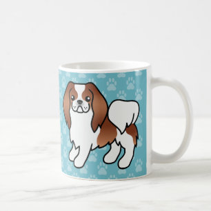 Red And White Japanese Chin Cartoon Dog Coffee Mug