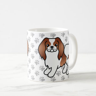 Red And White Japanese Chin Cartoon Dog & Paws Coffee Mug