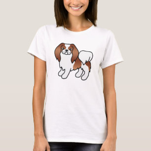 Red And White Japanese Chin Cartoon Dog T-Shirt