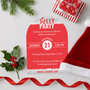 Red and White Jolly Christmas Party Invitation