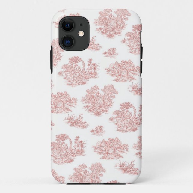Red and white Jouy print Case-Mate iPhone Case (Back)