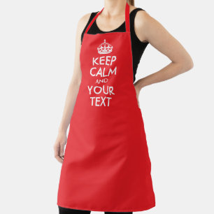 Red and White Keep Calm and Your Text Apron