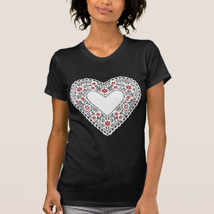 Red and White Lace Heart T-Shirt