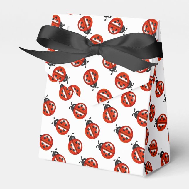 Red And White Ladybugs Party Favour Box (Front Side)