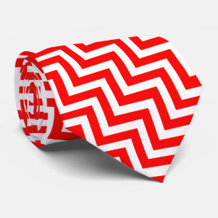 Red and White Large Size Diagonal Chevron Tie