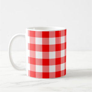 Red and White Large Size Gingham Checks Coffee Mug