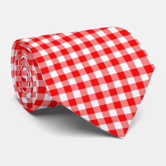 Red and White Large Size Gingham Checks Tie