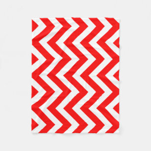 Red and White Large Size Vertical Chevron Fleece Blanket