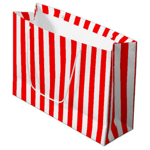 Red and White Large Size Vertical Stripes Large Gift Bag