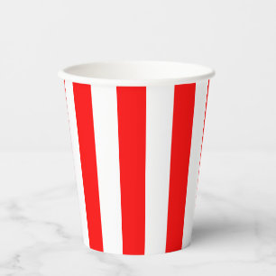 Red and White Large Size Vertical Stripes Paper Cups