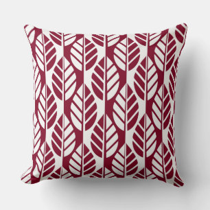 Red and White Leaves Pattern Cushion