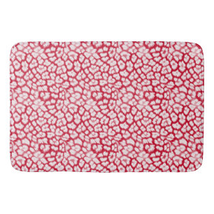 Red and white leopard print bath mat