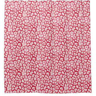 Red and white leopard print  shower curtain