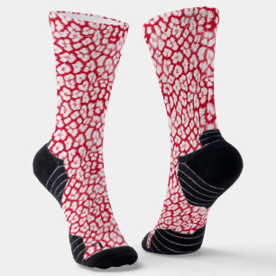 Red and white leopard print socks