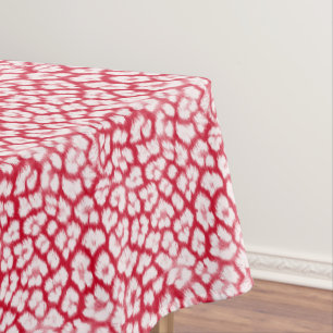 Red and white leopard print  tablecloth