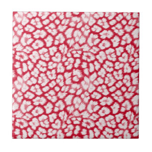 Red and white leopard print  tile