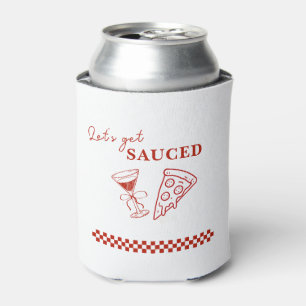 Red and White Let's Get Sauced Bachelorette  Can Cooler